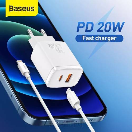Baseus 20W USB Charger Dual Charging Port Support Type C PD Fast Charging Phone Charger For iPhone 12 XS Pro Max 11 Mini 8 Plus