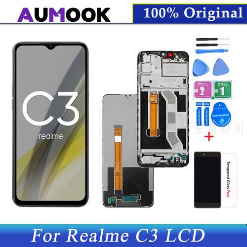 LCD For Realme C3 RMX2027 RMX2021 RMX2020 LCD Display With Frame Digitizer Touch Screen OPPO Realme C3 Original LCD Replacement