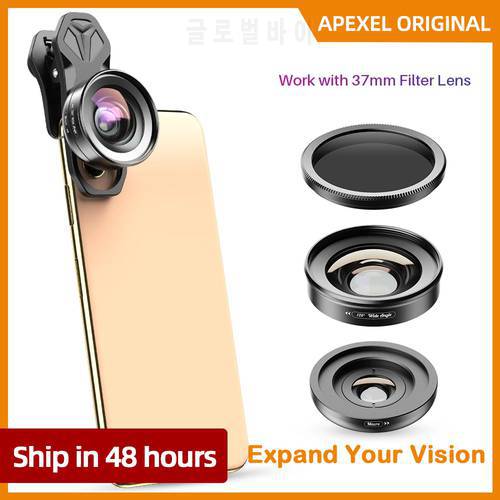 APEXEL 2in1 Mobile Phone Camera Lens Kit 120 Degree Super Wide Angle lens + 10X Macro Lens for iPhone Samsung Xiaomi Oneplus