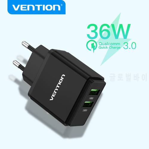 Vention USB Charger for Samsung Xiaomi Redmi Quick Charge 3.0 36W Mobile Phone Charger for iPhone Huawei EU Wall Charger Adapter