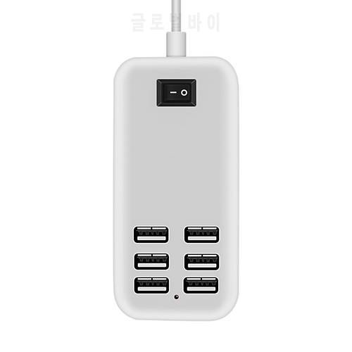 6 USB Ports Phone Charger HUB 20W 3A Desktop EU/US Plug Wall Socket Charging Extension Socket Power Adapter for iPhone 12 pro