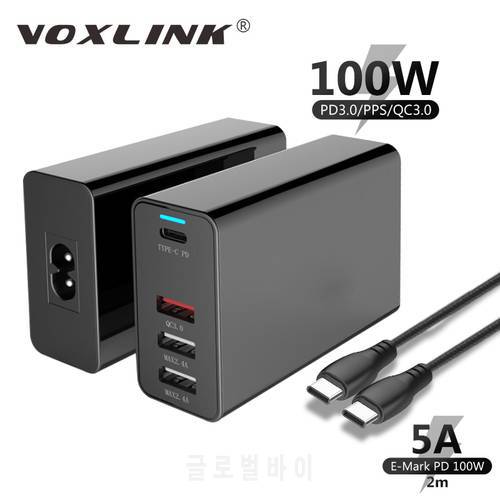 VOXLINK 100W Charger EU/US/UK USB C PD87W/65W/45W/30W/18W Adapter With 2m 100W Cable Power Station for Macbook Pro iPhone XS XR