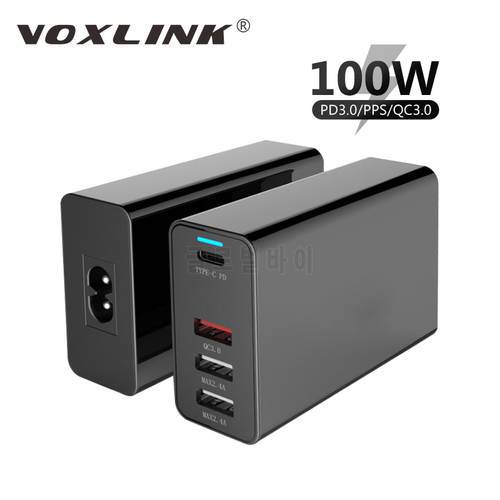 VOXLINK 100W USB C PD100W/87W/65W/45W/30W/18W EU/US/UK Charger Type C 4-Port Power Adapter for Macbook Pro 13/15/16 iPhone XS XR
