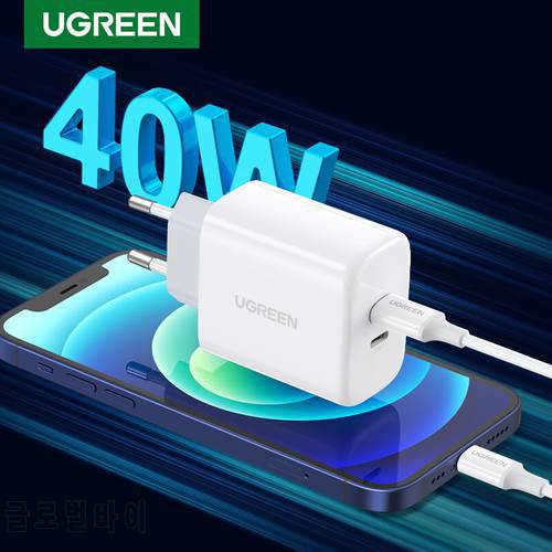 UGREEN Dual 20W PD USB C Charger for iPhone 14 13 12 Fast Charger Quick Charge 4.0 3.0 Charging for Samsung Mobile Phone Charger