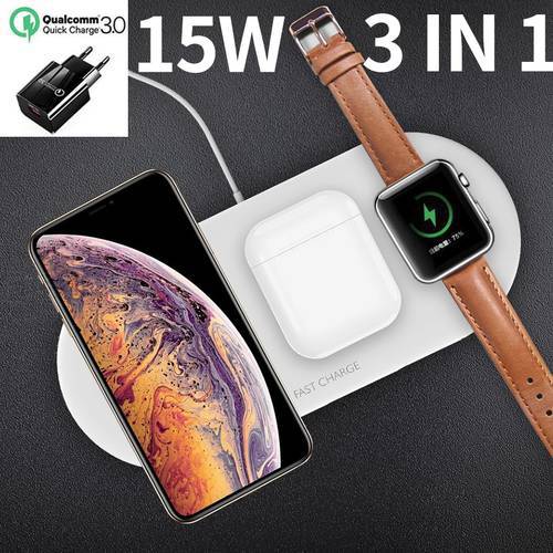 20W Wireless Charger Stand Pad For iPhone 13 12 11 X 3 In 1 Qi Fast Charging Dock Station for Airpods Pro iWatch 8 Apple Watch
