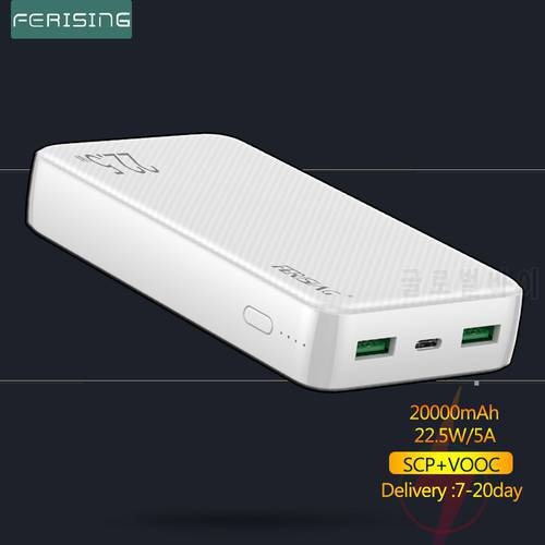 FERISING Mini Power Bank 20000mAh 22.5W Quick Charging External Battery Charger VOOC PD3.0 QC4.0 20000 mah Fast Charge PoverBank