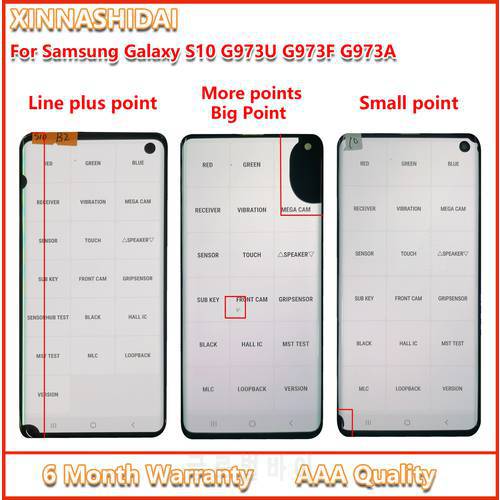 Original LCD For SAMSUNG Galaxy S10 G973F/DS G973U G973 SM-G973 LCD Diplay Touch Screen Digitizer Assembly with black dot