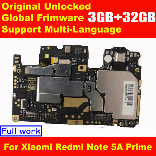 Original Unlocked MainBoard For Xiaomi Redmi Note 5A Prime 32GB MotherBoard With Chips Circuits Flex Cable Global Frimware MIUI