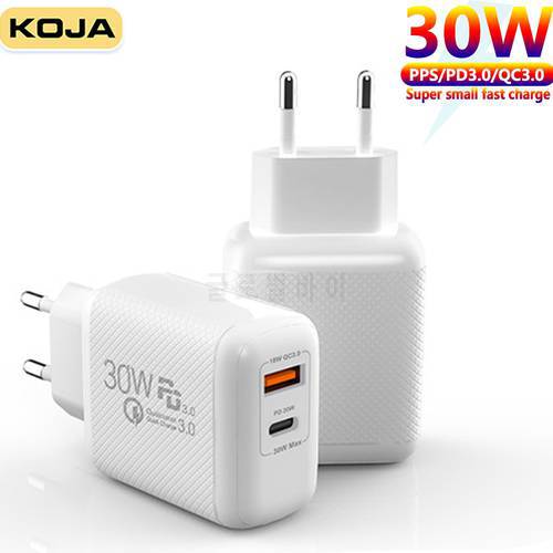 USB Type-C Fast Charger PD 30w PPS 25W QC3.0 For Macbook Ipad Samsung S21 Iphone 12 Xiaomi Mobile Phone Quick Charging Adapter