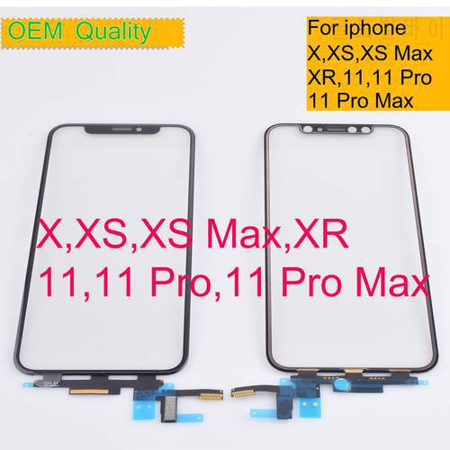 Original For Iphone 11 Pro Max X XR XS Max Touch Screen Digitizer Panel Sensor Front Glass Lens For iphone X LCD Glass