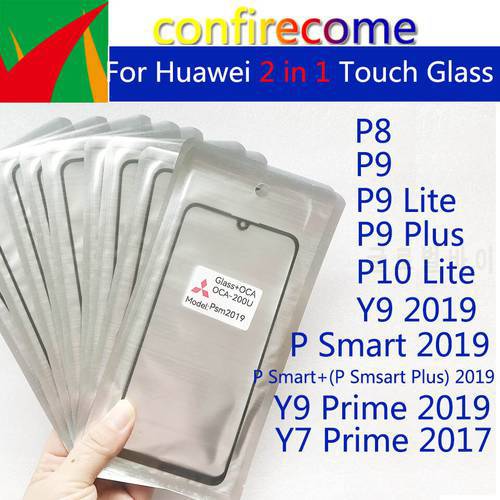 10pcs\Lot For Huawei P9 P8 P10 Lite P9 Plus Y9 Prime 2019 Touch Screen Glass Lens With OCA For Y7 Prime 2017 / P smart Plus 2019