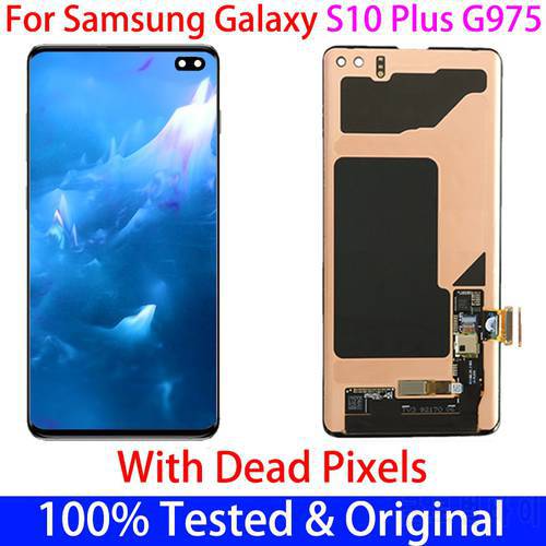 100% Original 6.4&39&39 LCD For SAMSUNG Galaxy S10Plus lcd S10 Plus SM-G9750 G975F With Dead Pixels Display+Touch Screen Digitizer