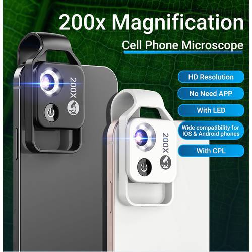 APEXEL 200X Universal Portable Microscope Clip Lens With CPL Macro Lens For Smartphones iPhone 13 Pro max Huawei Accessories