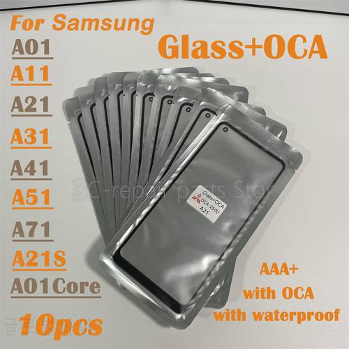 10pcs/lot GLASS+OCA LCD Front Outer Lens For Samsung Galaxy A01 A11 A21 A31 A41 A51 A71 A01CORE A21S Touch Screen Replacement