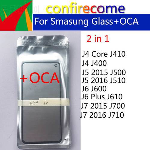 10Pcs\Lot For Samsung J5 J7 2015 2016 J500 J510 J700 J710 J4 J6 Plus J400 J600 Touch Screen Outer Glass with OCA Glue Laminated