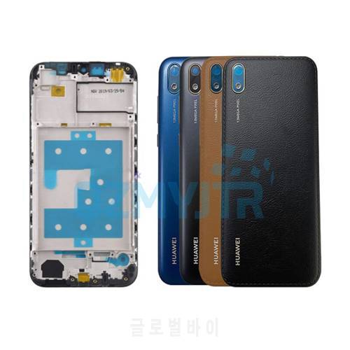 For Huawei Y5 2019 Back Battery Cover Glass Housing Rear Door+Middle Frame Front Bezel Lcd Holder Metal Chassis