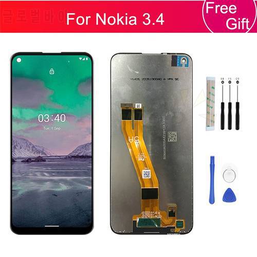 For Nokia 3.4 LCD Display Touch Screen Digitizer Assembly With Frame For Nokia 3.4 Display Replacement Repair parts 6.39
