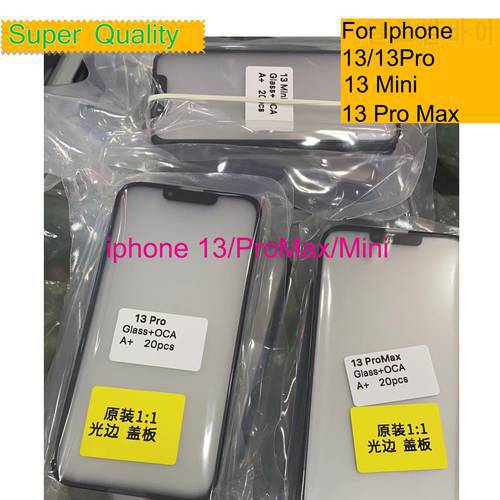 10Pcs/Lot For iphone 13 Pro Max Touch Screen Panel Front Outer LCD Glass With OCA Glue For iphone 13 Mini Glass Panel