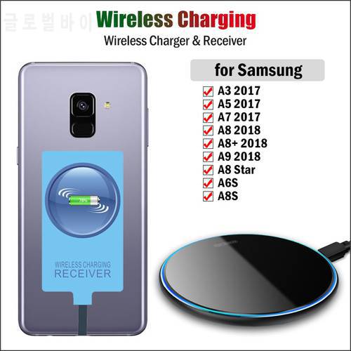 Qi Wireless Charger & Type-C Receiver for Samsung Galaxy A3 A5 A7 2017 A8 Star A8+ 2018 A6S A8S Wireless Charging USB Adapter