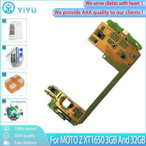 Original For MOTOROLA Moto Z XT1650 Motherboard Mobile Electronic Panel Mainboard Circuits With Chips Plate 3GB And 32GB