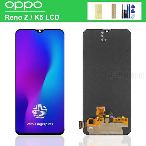 Super AMOLED / TFT Black 6.4 &39&39 For Oppo Reno Z CPH1979 PCDM10 PCDT10 LCD DIsplay Touch Screen Digitizer Assembly For Reno Z