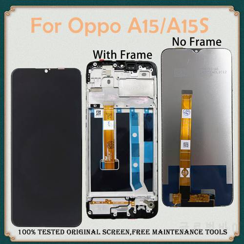 Original Screen For Oppo A15 CPH2185 A35 A16K LCD Display Touch Digitizer With Frame For OPPO A15s CPH2179 LCD Replacement