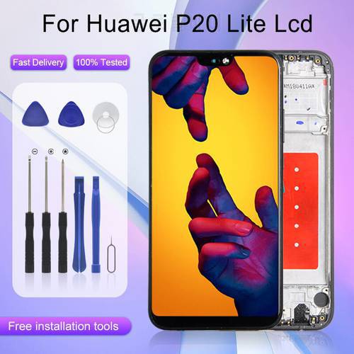 1Pcs 5.84 Inch For Huawei P20 Lite Lcd With Touch Screen Digitizer Assembly Nova 3e Display Free Shipping With Frame