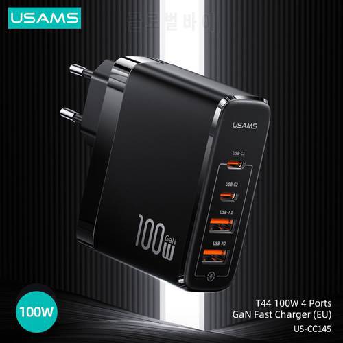 USAMS PD 100W GaN Charger For MacBook iPad Air Pro iPhone Portable Fast Charging Charger For Tablet Laptop Smartphone Switch