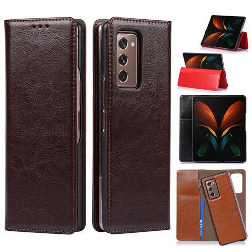 Luxury Genuine Leather Case for Samsung Galaxy Z Fold 2 W21 Fold2 5G Case 2 in 1Full Protection Shockproof Flip Wallet Cover