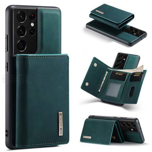 Wallet Case for Samsung Galaxy S21 Ultra S20 Plus Note 20 A52 A72 S22 Vegan Leather Detachable Card Pocket Phone Case Funda