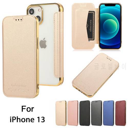 Luxury Leather Flip Wallet Case For iPhone 14 13 12 11 Pro Max 13 12 Mini XS X 8 7 Plus XR Clear Back Soft Card Cover Case