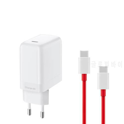 65W EU Warp Charger For OnePlus 9 Pro 9R 8T 6A 1M USB-C to USB-C Dash/Warp Charging Adapter For One Plus 8 Pro Nord 7T Pro 7 6 5