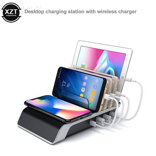 Wireless Charger For Iphone Samsung Fast Charging Dock Station Quick Charge USB/Type C Port HUB Desk Phone Organizer EU/US/AU/UK