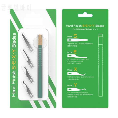4 in 1 Hand Finish Sexy Blades For Mobilephone Pcb Underfill Clean Motherboard BGA Chip Glue Cleaning Scraping