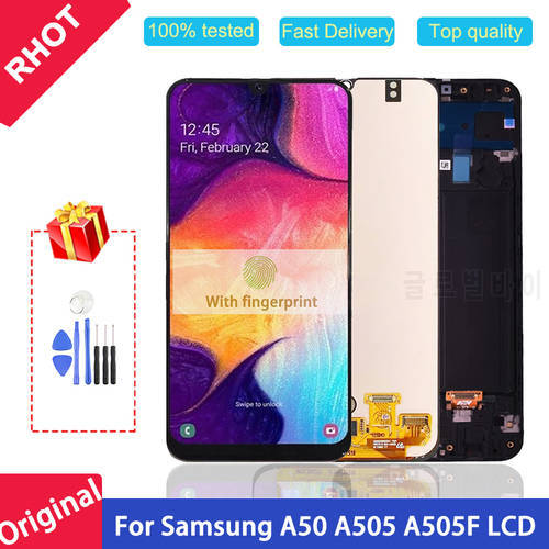 ORIGINAL 6.4&39&39 Super AMOLED LCD Display for Samsung Galaxy A50 A505 SM-A505FN/DS A505F LCD Screen Touch Digitizer Assembly