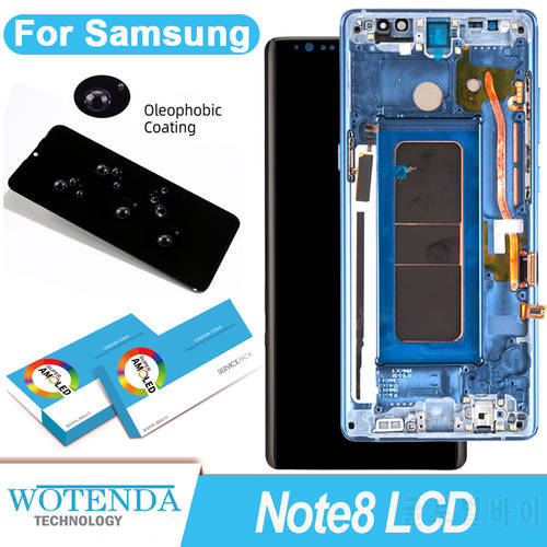 Original N950F LCD For Samsung Galaxy Note 8 Display With Frame Super AMOLED Note8 SM-N950A N950U LCD Touch Screen Parts