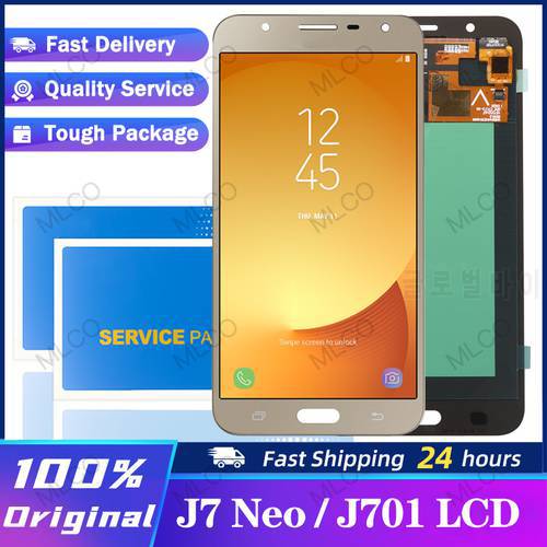 100% AMOLED LCD 5.5&39&39 For Samsung Galaxy J7 Neo J701 J701F J701M J7 Core LCD Display Touch Screen Digitizer Replacement Parts