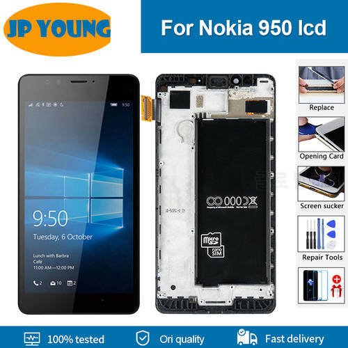 Original OEM LCD Display For Microsoft Nokia Lumia 950 RM-1118 1104 1106 Touch Screen with frame Digitizer Assembly Replacement