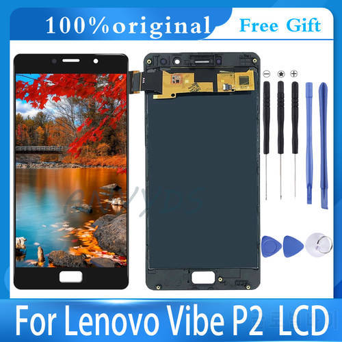 5.5&39&39Original New AMOLED LCD For Lenovo Vibe P2 LCD Display Touch Screen Digitizer Assembly P2a42 P2c72 LCD With Frame Display