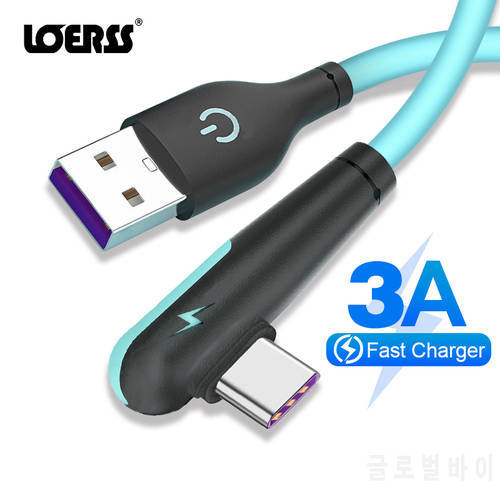 LOERSS 3A USB Type C Cable for Samsung Galaxy S20 Huawei P40 Mate 40 30 Pro QC 3.0 Charge USB C Fast Charging Type-C Data Cables