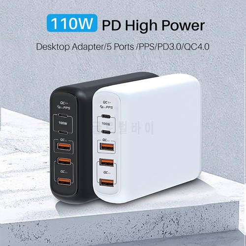 110W GaN SiC USB C Charger Quick Charge 4.0 3.0 QC 100W Type C PD 65W Fast Charger For Macbook Pro iPad iPhone Samsung Xiaomi