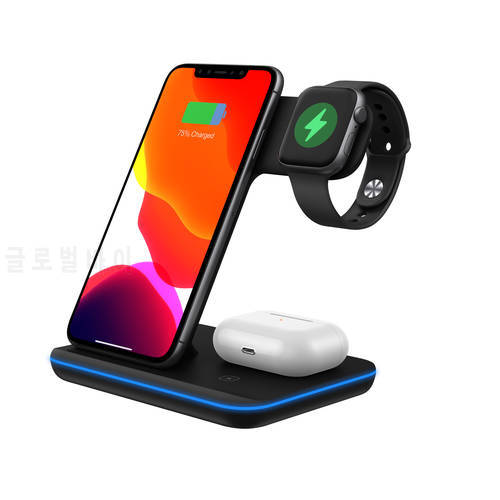 Fast Charging 15W Qi Wireless Charger Stand For iPhone 12 11 Pro XS XR X 8 Dock Station For Apple Watch 3 4 5 6 SE 7 AirPods Pro