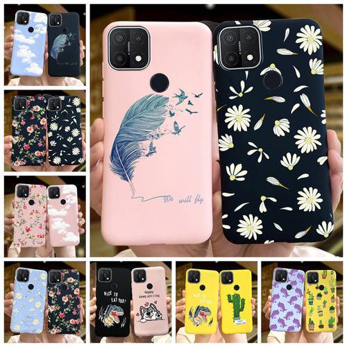 For OPPO A15 Case OPPO A15s Cover Silicone Stylish Feather Flower Phone Cases For OppoA15 15s A 15 S A15s CPH2185 CPH2179 Bumper