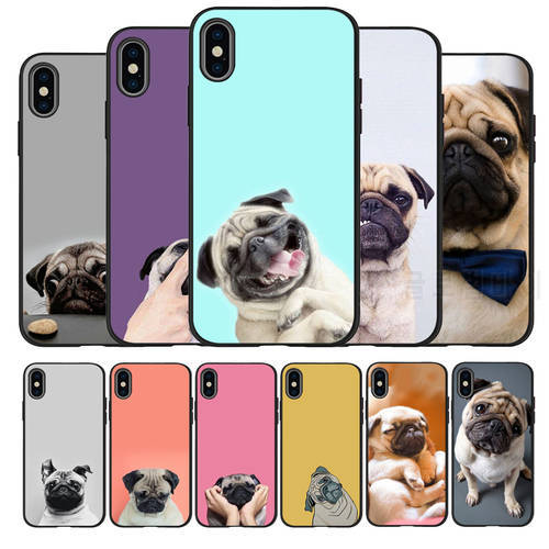 Animal Cute Pug Dog Black TPU Soft Silicone Phone Case For iPhone 11 Pro Max X XS MAX 5 6 7 8 Plus