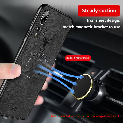 Christmas Cloth Texture Deer 3D Soft Built-in Magnetic Car Case For Huawei P20 Pro Plate Case For Mate 40 P30 P40 Pro Lite Cover
