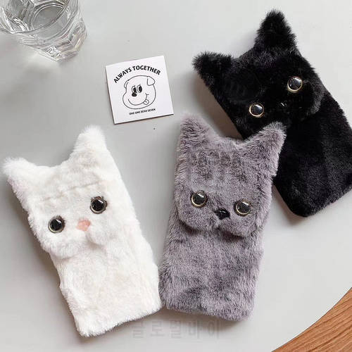 Fur Case Fluffy Warm Kitty Cute Silicone Cat for For Huawei P40 P30 P20 Pro Honor 20 Pro 10 9 Lite 9X 9S 9A 8X 8A Nova 5T Cover