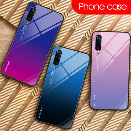 Stained Phone Case for Xiaomi Mi 9 SE 8 Lite A1 A2 6 Gradient Tempered Glass Case for Xiaomi Mi 9T Pro Mix 3 Max 2S Pocophone F1