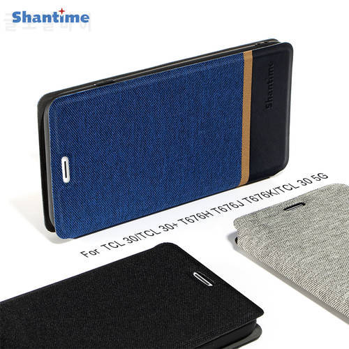 Canvas Case For TCL 30 TCL 30 5G Case Cover Flip Leather Soft Silicone Kickstand Cover For TCL 30+ T676H T676J T676K Phone Case