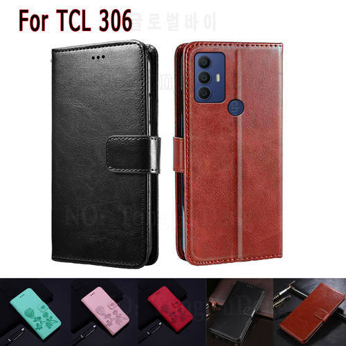 Phone Cover For TCL 306 Case Magnetic Card Flip Wallet Leather Stand Protective Hoesje Etui Book For TCL306 Case Funda Bag