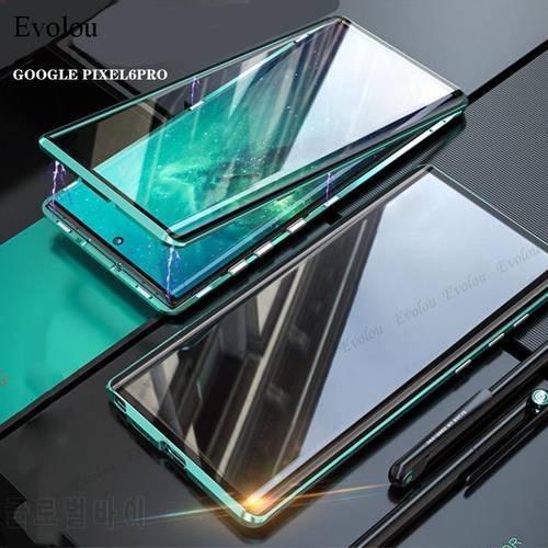 Magnetic Double-Sided Tempered Glass Phone Case For Google Pixel 6 Pro Metal Frame 360 Full Protection Cover For Google Pixel 6